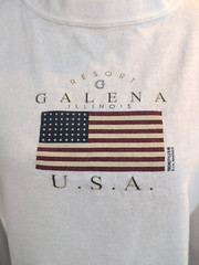 Galena Illinois Whitee Cottton Large Ladies T-Shirt with American Flag