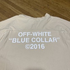 Off-White Blue Collar 2016 Beige T Shirt Size Medium