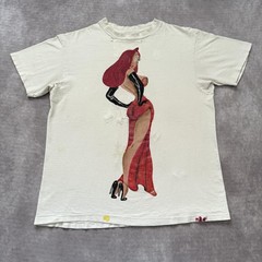 Vintage 80s Jessica Rabbit Shirt Mens L Hand Painted Cartoon Disney Art Pin Up