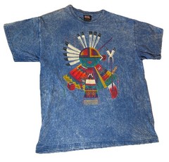 Vintage 90s Art Gecko Kokopelli T Shirt Acid Wash Tagged Large 20×26