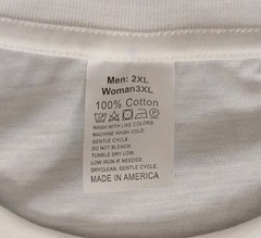 Men’s 2XL Or Women 3XL White T-shirt With BLACK Graphics COTTON MADE USA