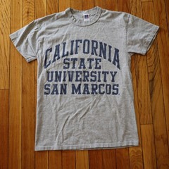 Vintage Russell Cal State San Marcos T Shirt Mens Small Gray USA Made California