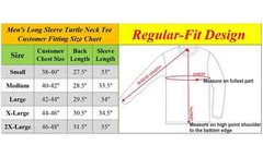 Men’s Long Sleeve Regular Fit Turtle Neck T-Shirt ( Sizes, S-2XL ) NWT Free Ship