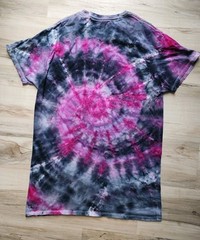 Tie Dye Shirt MEDIUM size – Pink/Black Spiral Design Handmade Unisex