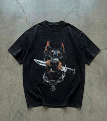 Vintage Wash Doberman Graphic Tee Edgy Dog Funny TShirt