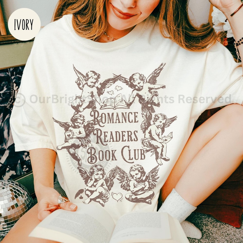 Romance Readers Book Club Shirt Vintage Cherub Angel Aesthetic Design for Book L