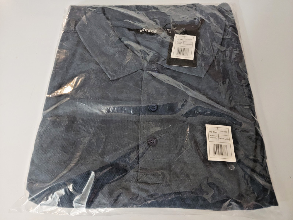 Big Dude 8XL Mens Brand New ( Color Denim Marl )Three Button Shirt