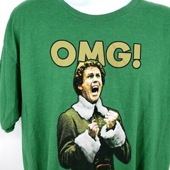 Christmas Elf Movie Adult Will Ferrell Buddy T-Shirt Size XL Green OMG! SANTA!