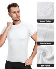 Men’s Compression Shirts 3/5 Pack, Short Sleeve Athletic Compression Tops Coo…