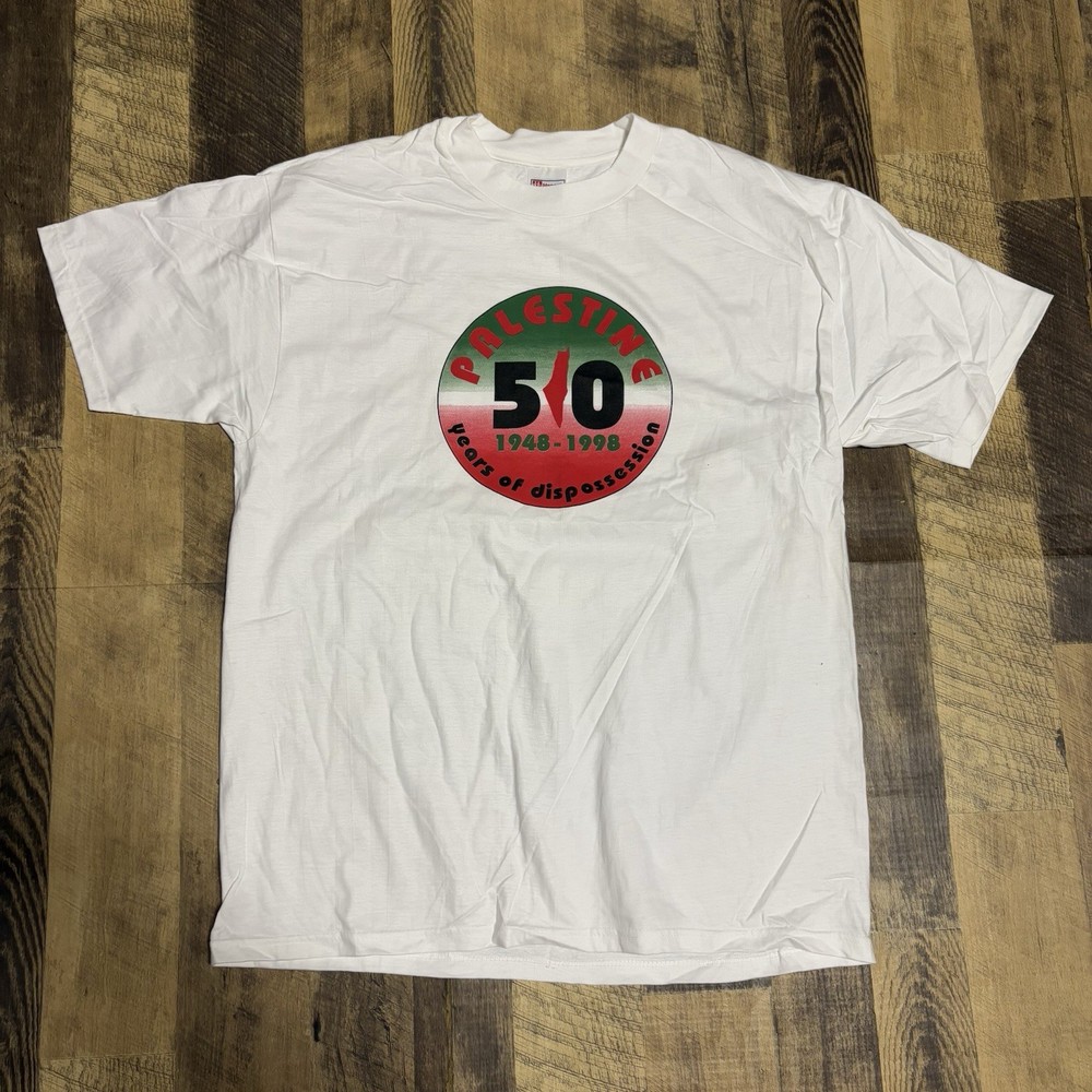 Vintage 1998 Free Gaza Palestine 50 Years Of Dispossession Shirt XL