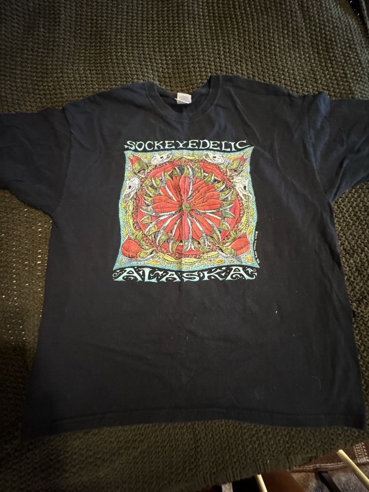 Gildan Ultra Cotton Men’s XL Black “Leftover Salmon” Graphic Tee Crew Neck