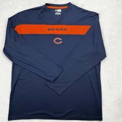 CHICAGO BEARS Long Sleeve Shirt Mens XL NFL Team Performance Navy V-Neck Logo