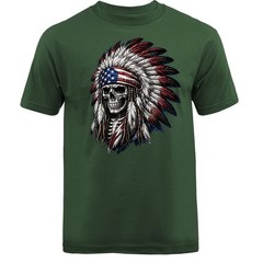 Patriotic Skull Headdress Native American US Flag Bandana T-shirt