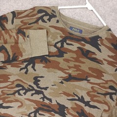 Polo Ralph Lauren Shirt Men XL Green Camo Thermal Waffle Knit Camouflage Hunting