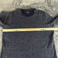 UNTUCKit Lambert Striped Cotton Crewneck T Shirt Mens L Navy Nautical Casual