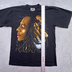Vtg The Roxx 90s Mens L Black Graphic T Shirt Single Stitch Bob Marley Lion Zion