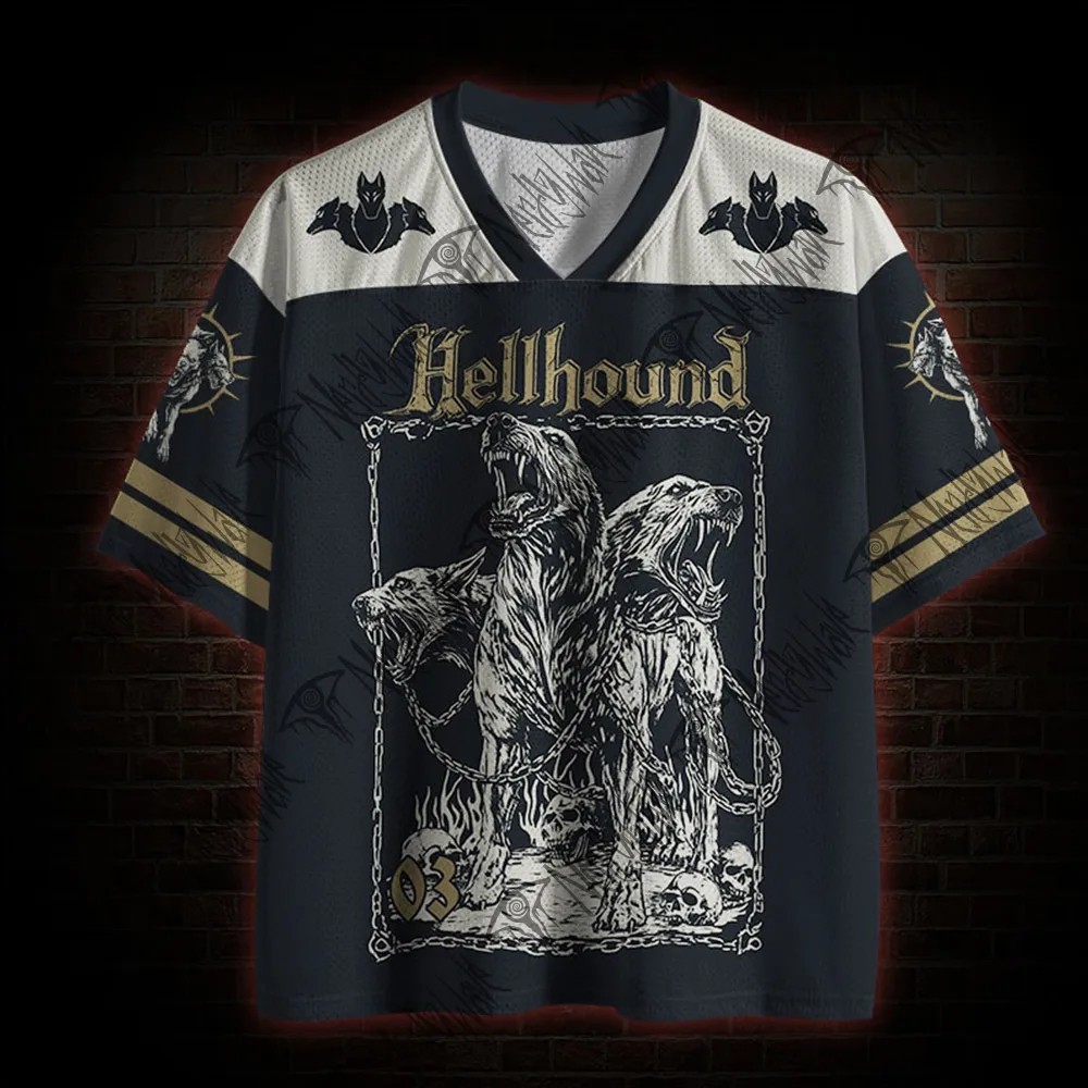 Hellhound Graphic Print Football Jersey Polyester Breathable Quick Dry T-Shirt