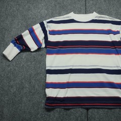 Vintage Levi’s Relaxed Fit T-Shirt Mens M White Blue Striped Crew Neck Comfort