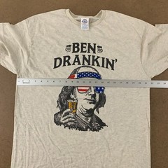 Delta Adult Size Large Oatmeal Heather Ben Drankin’ Graphic Short Sleeve T-Shirt