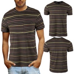 Beautiful Giant Men’s Striped Pocket T-Shirt Crew Neck Regular Fit Black/yellow