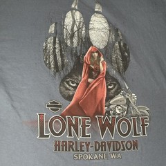 Harley-Davidson Shirt Mens Large Blue Let The Good Times Roll Lone Wolf Spokane