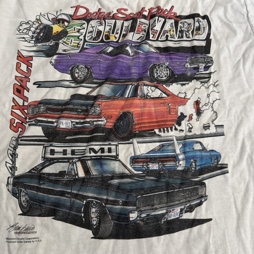 Dodge Scat Pack Six Pack 440 Brad Bauer 1999 Vintage T-Shirt Large Thrashed