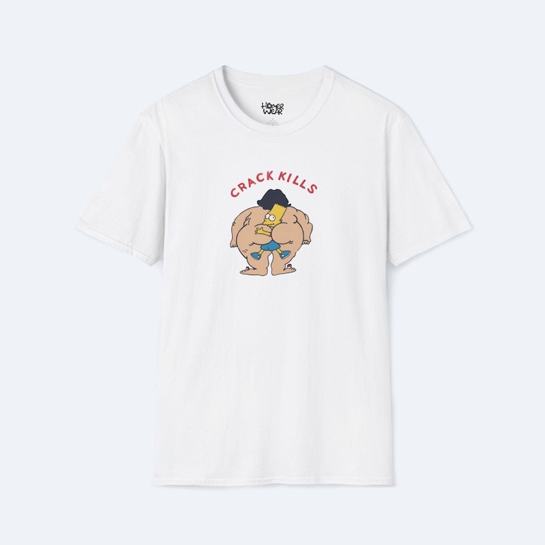 90s Bart Simpson Crack Kills Parody Tee – Vintage Cartoon Graphic T-Shirt