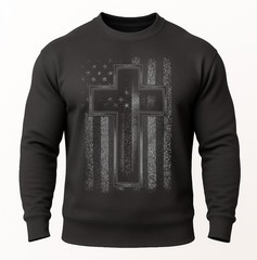 Christian Cross American Flag Sweatshirt | Faith & Patriotic Crewneck