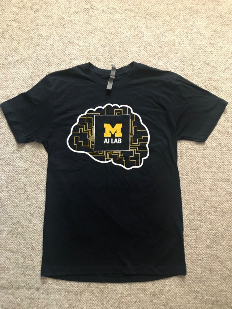 New Next Level Apparel Unisex T Shirt Black with M AI Lab logo 100% cotton Sz S