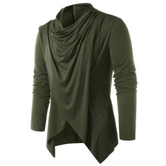Long Sleeve Casual Cardigans for Men featuring Unique Asymmetric Design