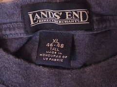 LANDS END Mens Faded Navy Pocket Short Sleeve T-Shirt Size XLT