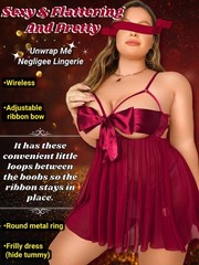 Unwrap Me Ribbon Split Back Flowy Gifts Plus Size Lingerie 2 PCS