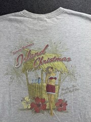 Tommy Bahama Mens Size Medium Gray Graphic T Shirt Island Christmas Naughty Nice