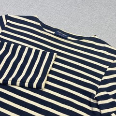Saint-James T-Shirt Mens XS Blue Striped Round Neck Cotton Long Sleeve France