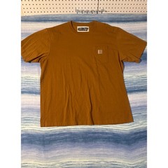 Upcycled Carhartt Pocket T Block Print Sun Graphic Brown Mens XL Sun Collection
