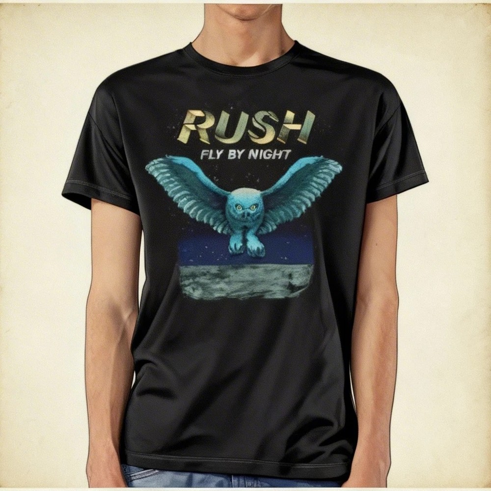 Rush Fly by Night Owl T shirt Black Men S 5XL