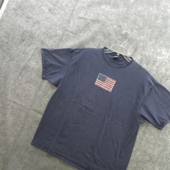 Lands’ End Mens Shirt Large 100% Cotton Short Sleeve American Flag Patriotic