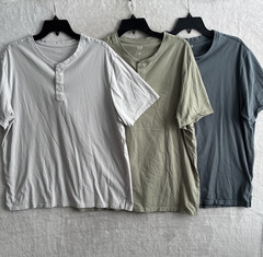 GAP Mens Henley T Shirt Lot 3 Solid Multicolor XL Cotton Blend Short Sleeve