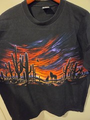 Vintage 90s Nature AOP Shirt Arizona Desert XL Black Sunset Single Stitch Tee