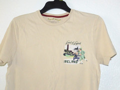 Mens Medium Land of Legend Ireland Tshirt Tan Denim & Flower T Shirt