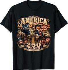 Retro America Washington Trump 1776 2026 250 Years US Flag T-Shirt