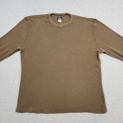 Double RL Shirt Mens XL Brown RRL Ralph Lauren Thermal Waffle Knit Long Sleeve