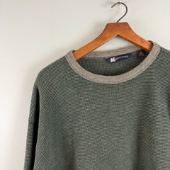 American Eagle Mens LG Green Waffle Longsleeve 2000s 100% Cotton Shirt Sweater