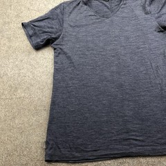 Icebreaker Shirt Mens Medium Blue Merino Wool Blend V-Neck Performance Tee Top