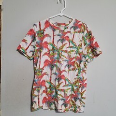 Neon Palm Trees T Shirt Men’s Medium White Blue Orange Green 80s 90s Foam Party