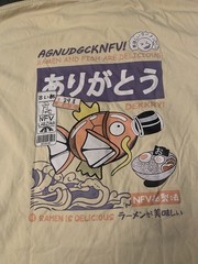 AOKLOK Ramen & Fish Are Delicious Japanese Graphic T Shirt Beige Size US M/CN L