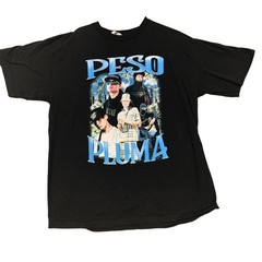 Suna Platinum Shirt Mens XL Black Peso Pluma Graphic Tee Latin Music Band