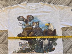 VTG Habitat T-Shirt Mens XL Gray Eagle Owl Nature Wildlife Animal Streetwear Y2K