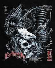Men’s Vintage Washed Graphic T-Shirt Eagle Skull Print Gothic Streetwear Tee