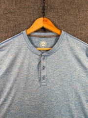 Flag & Anthem MadeFlex Henley T-Shirt Blue Sz M Stretch Moisture Wicking Stretch